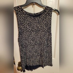 Nine West navy blue and white polka dot blouse in XXL.